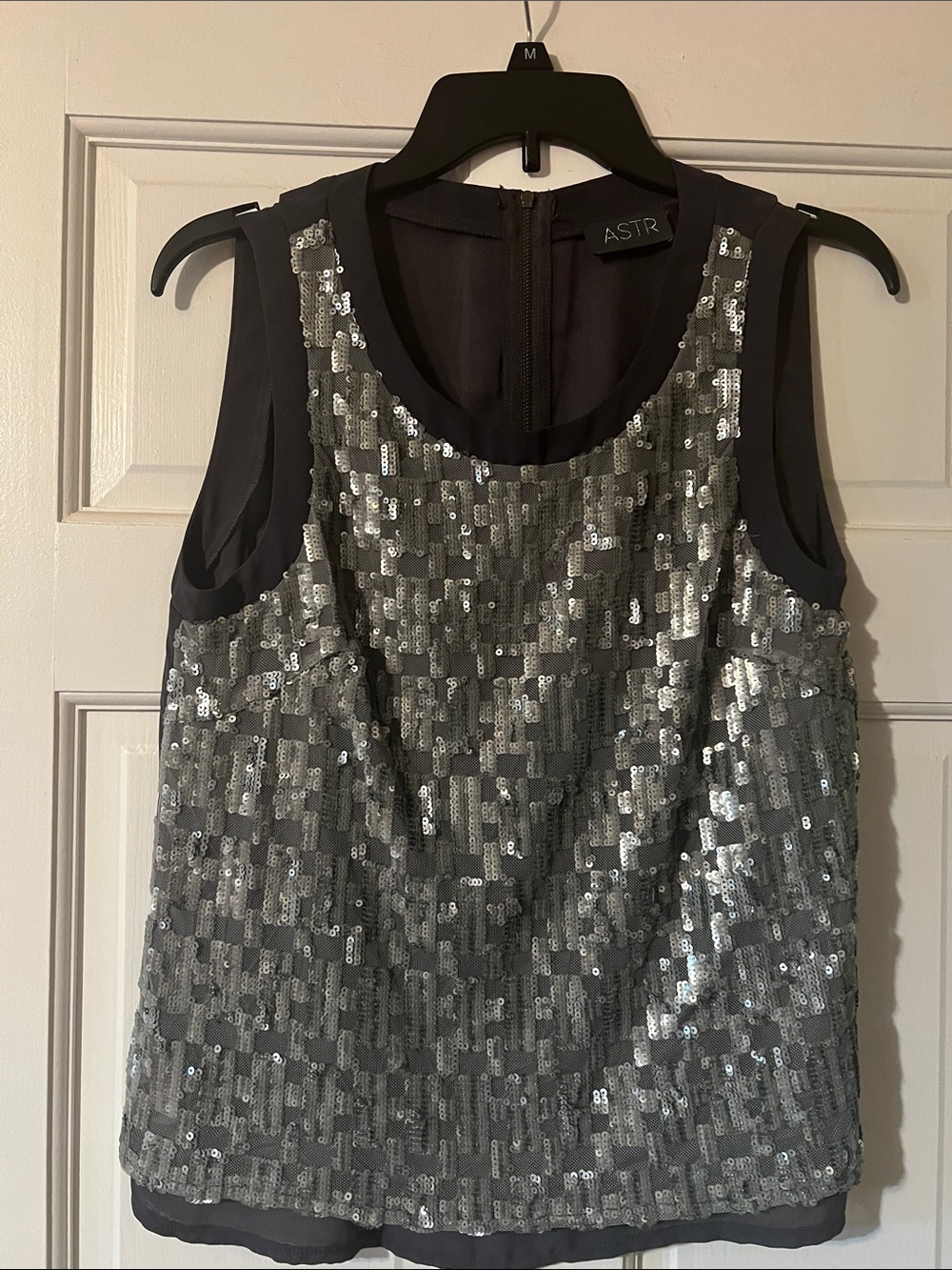 ASTR Silver Sequin Sleeveless Camisole Top